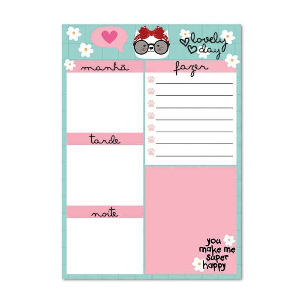 Bloco planner diário Happy Gato