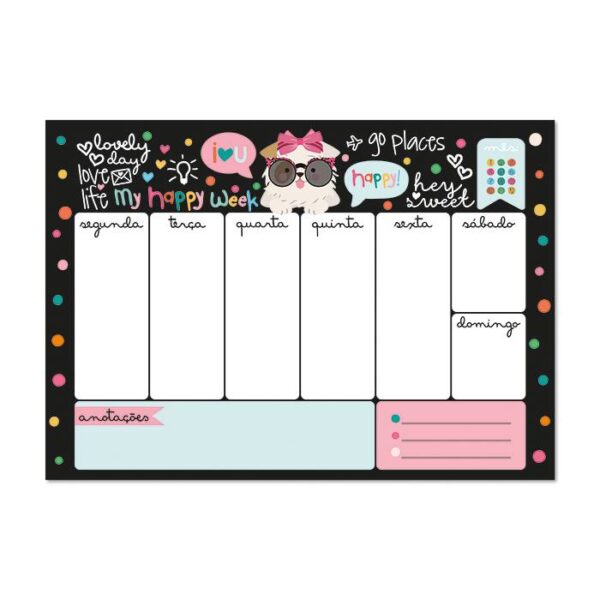 Bloco planner semanal Happy Cachorro